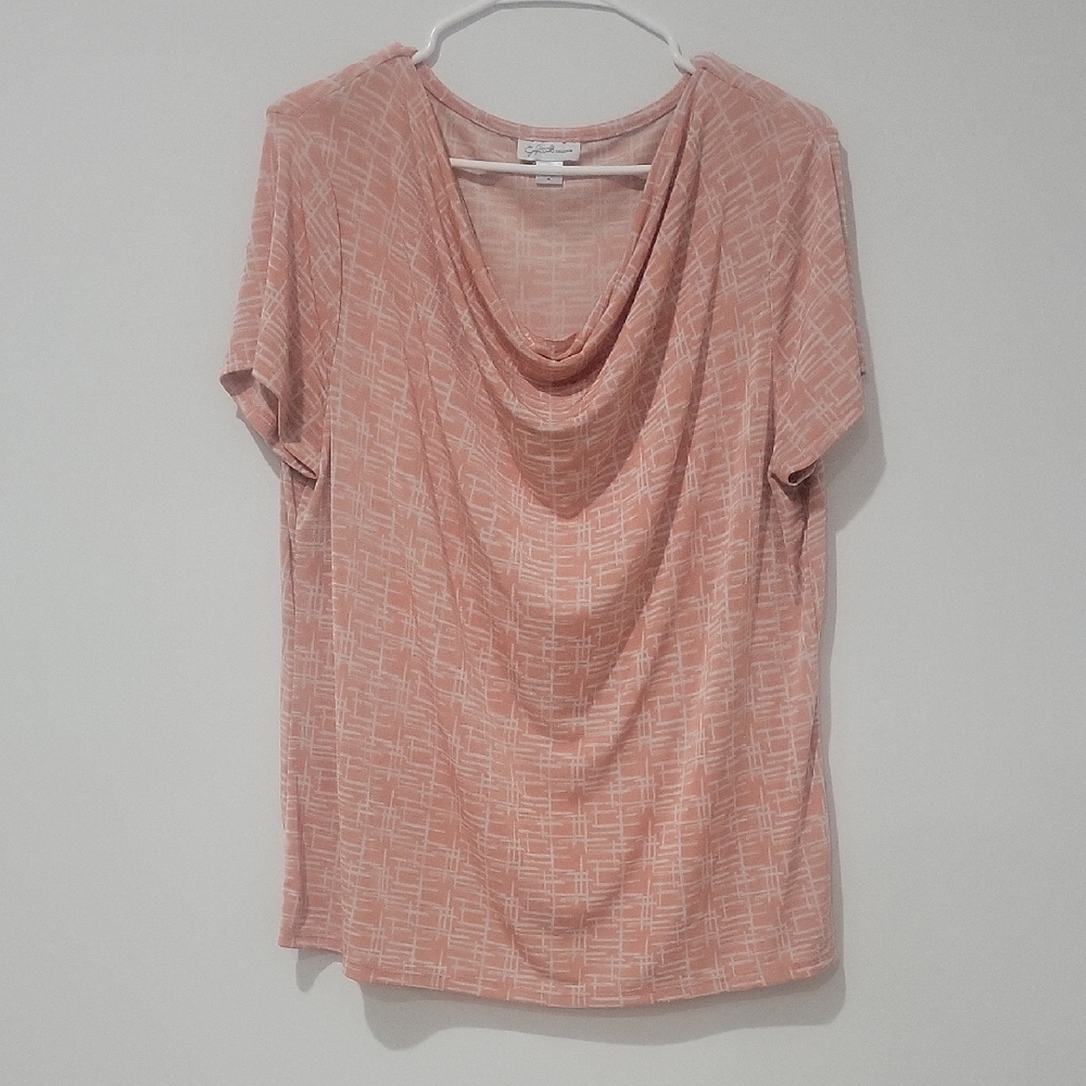 Jaclyn Smith Pink Draped Relaxed T-Shirt Blouse
